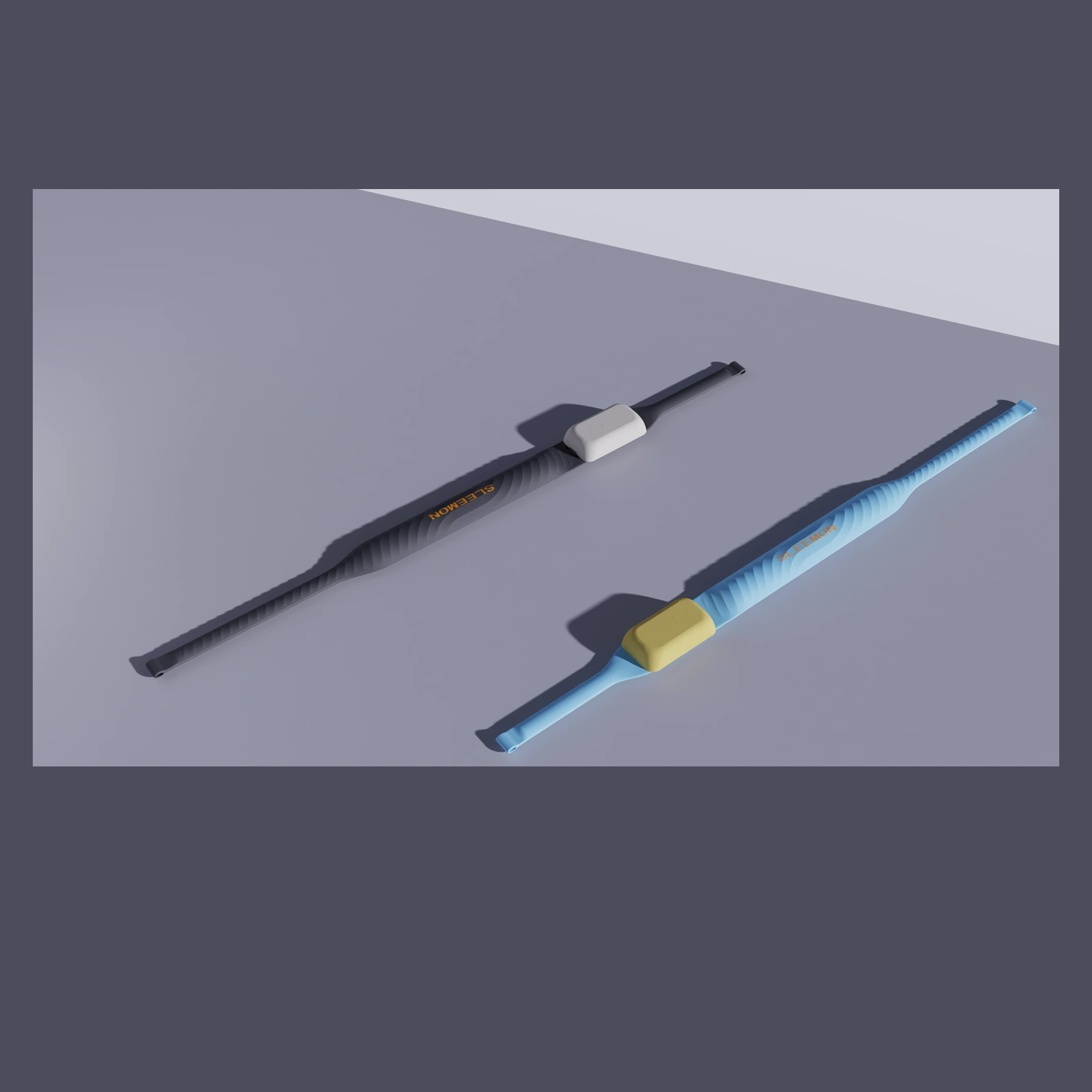 深灰与蓝色睡眠检测带设计方案 / Dark gray and blue sleep detection band concepts