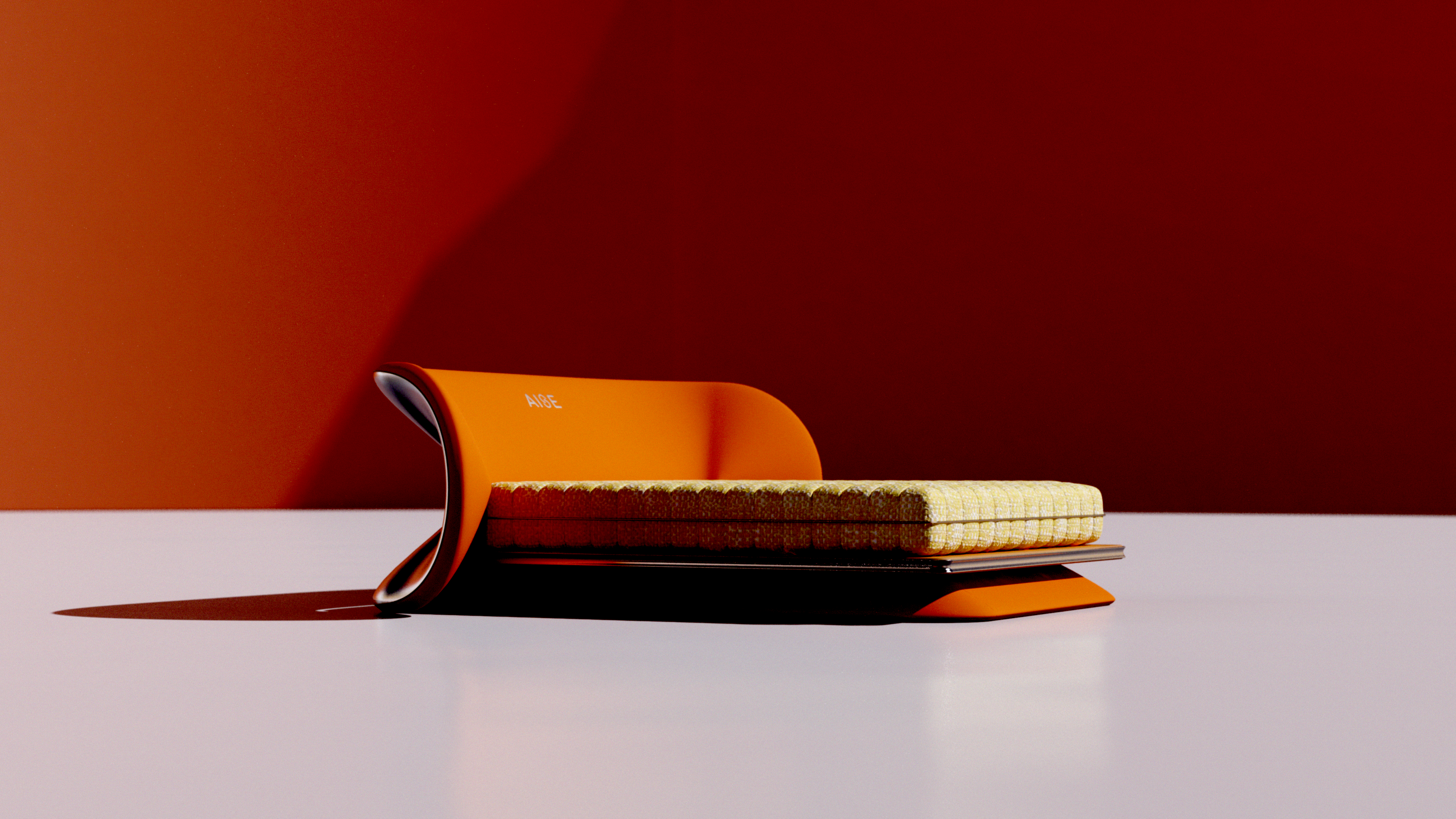 橙色流线型AISE软床产品设计 / Orange AISE Soft Bed with a streamlined frame