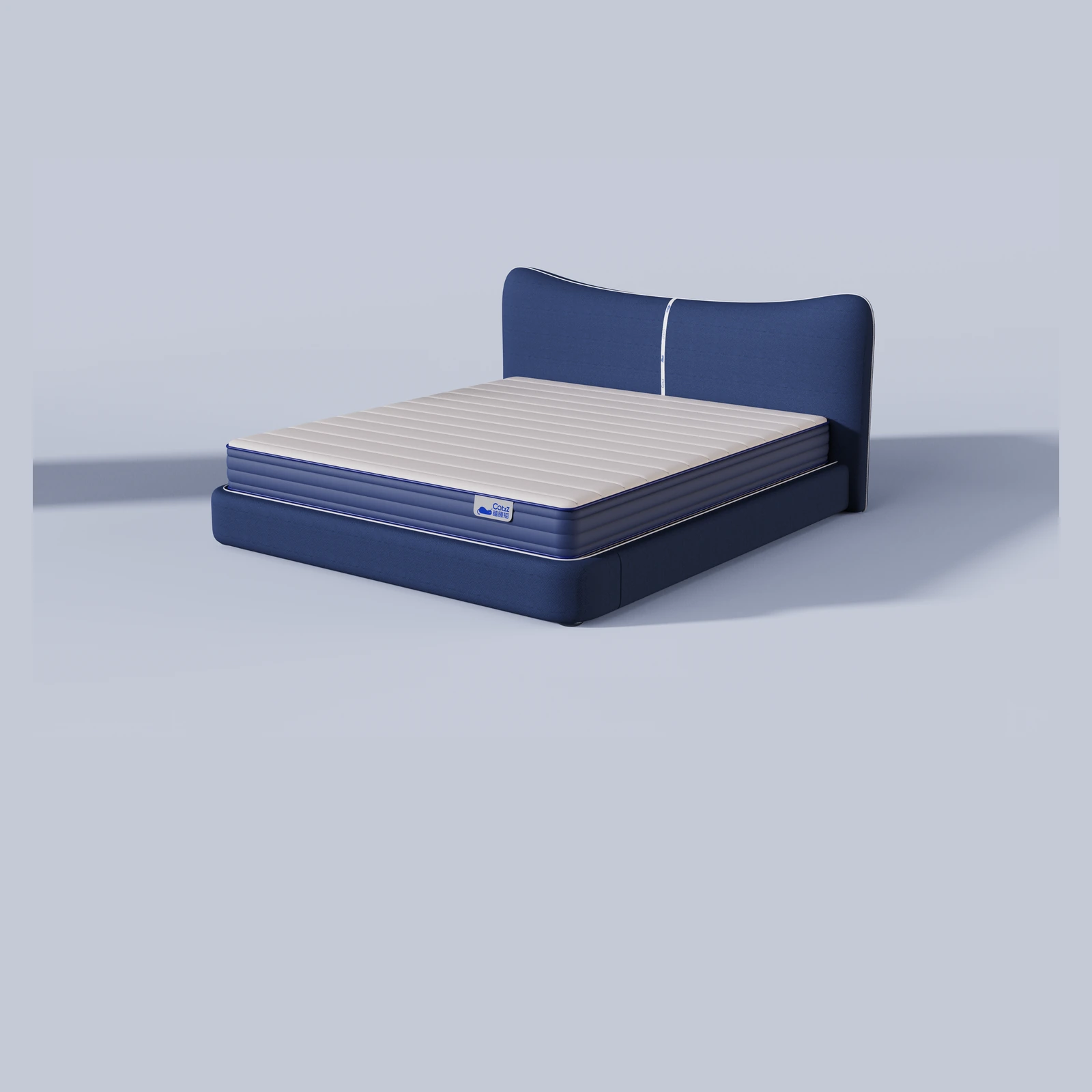 蓝色瞌睡猫软床整体效果图 / Full view of the blue Catzz Soft Bed