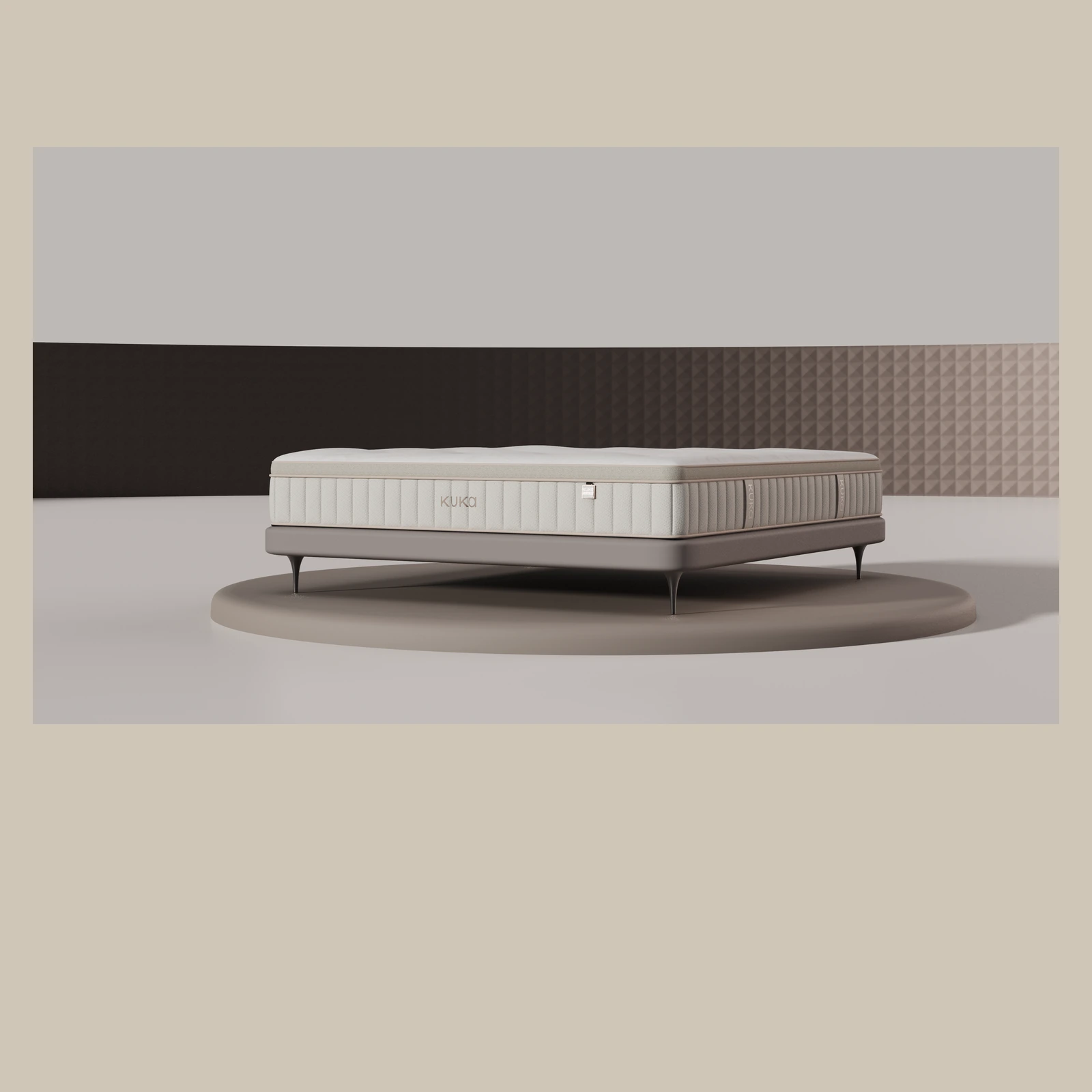 梦屿系列床垫整体斜视效果图 / Angled view of the Dream Island mattress